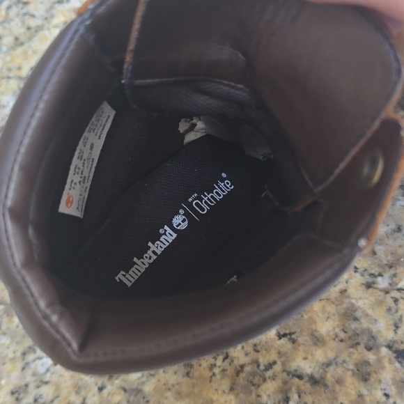 Timberland Tan Nubuck Lace-Up Block Heel Boots Size 7.5 - Picture 9 of 12